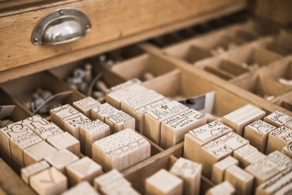 Anemoi stamps in a drawer