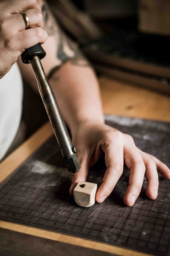 Lotte stamps wooden stamps with Herzimsturm logo