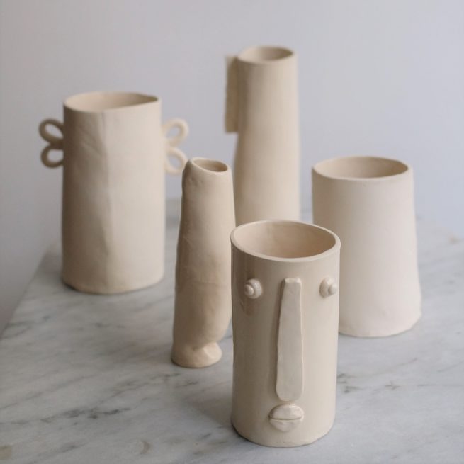 initiation vase ceramique elpom ensemble creme